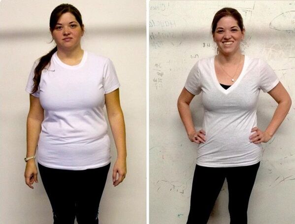 Girl before and after losing weight